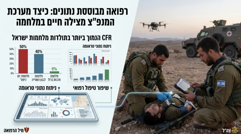ממשק מחשב המציג נתוני מרשם טראומה לניתוח תוצאות רפואיות בשדה הקרב